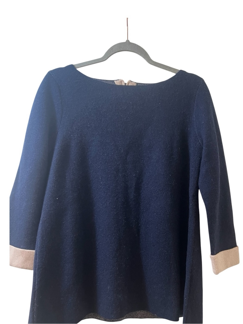 Women's Navy Contrast Cuff Sweater